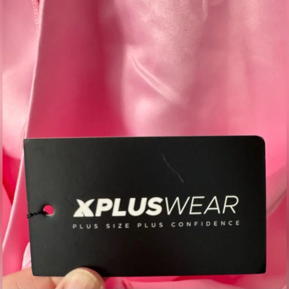XPLUSWEAR Pink High-Low Dress with Lace Detail